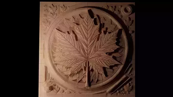 Maple Leaf CNC 3d Print High Relief Sand Casting 3D print model
