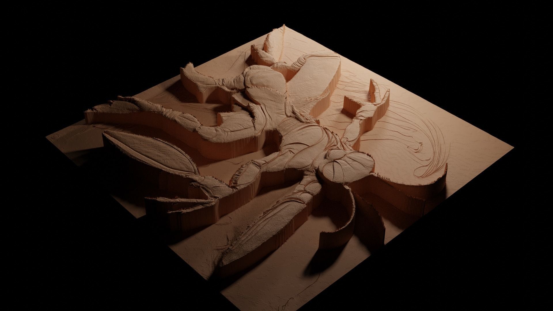 Mantis Kung Fu Panda CNC 3d Print High Relief Sand Casting 3D print model_3