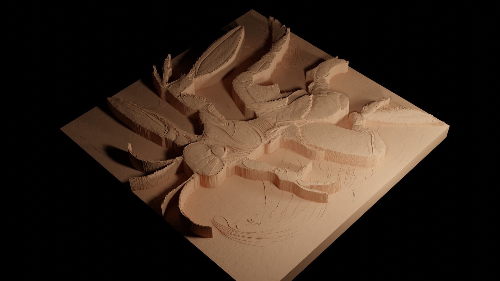 Mantis Kung Fu Panda CNC 3d Print High Relief Sand Casting 3D print model_4