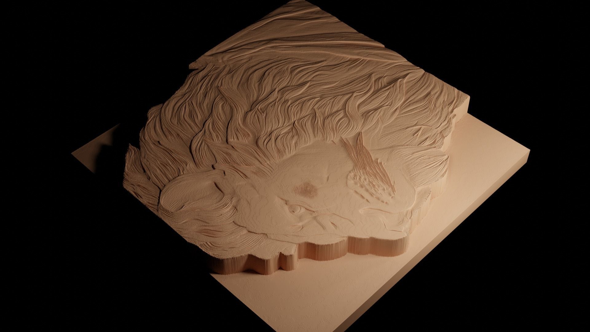 Lion CNC 3d Print High Relief Sand Casting 3D print model_4