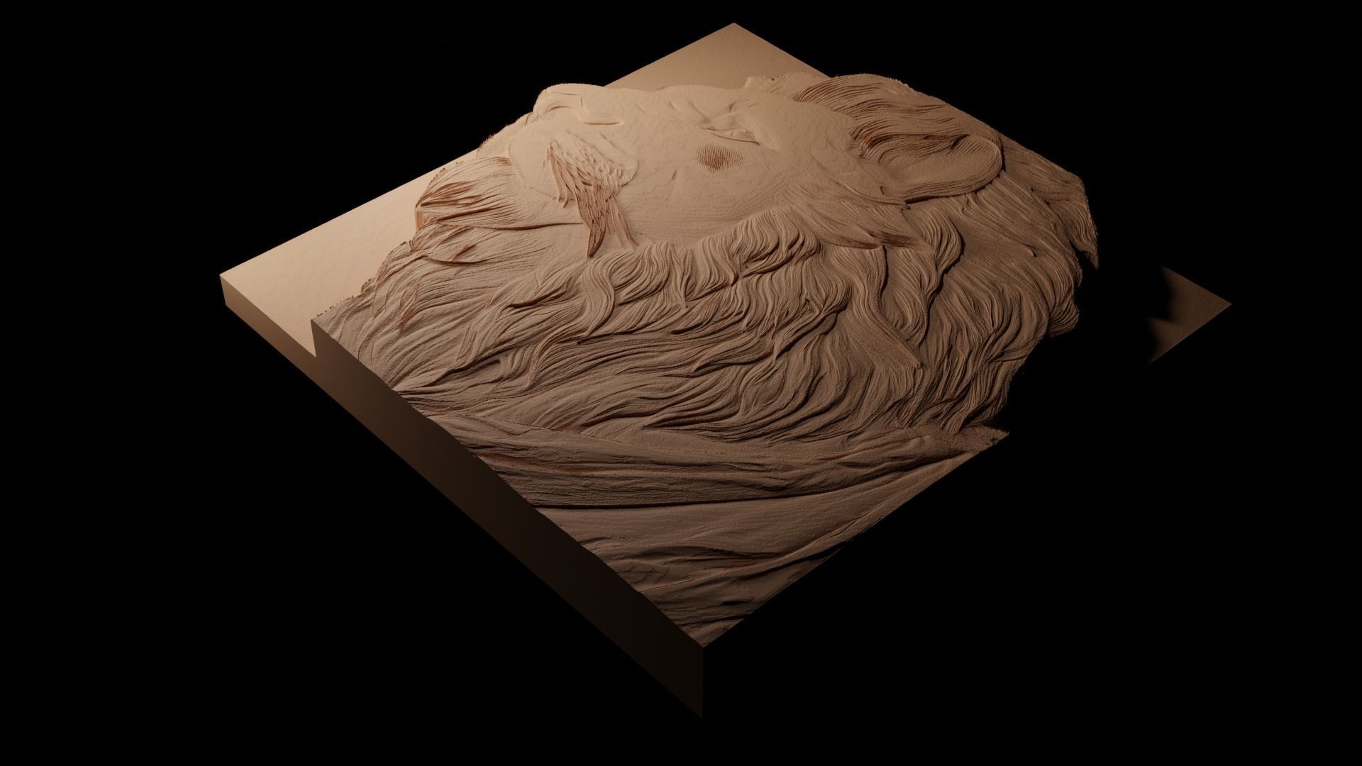 Lion CNC 3d Print High Relief Sand Casting 3D print model_1