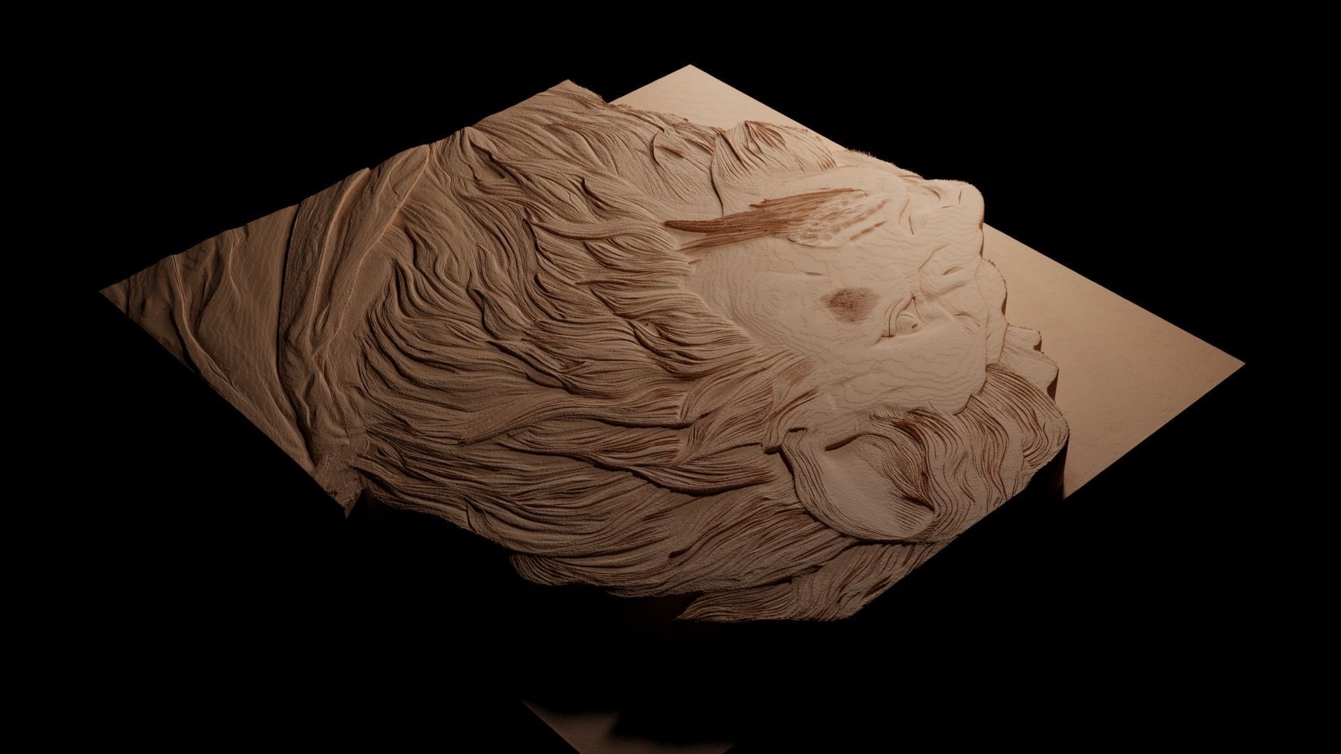 Lion CNC 3d Print High Relief Sand Casting 3D print model_3