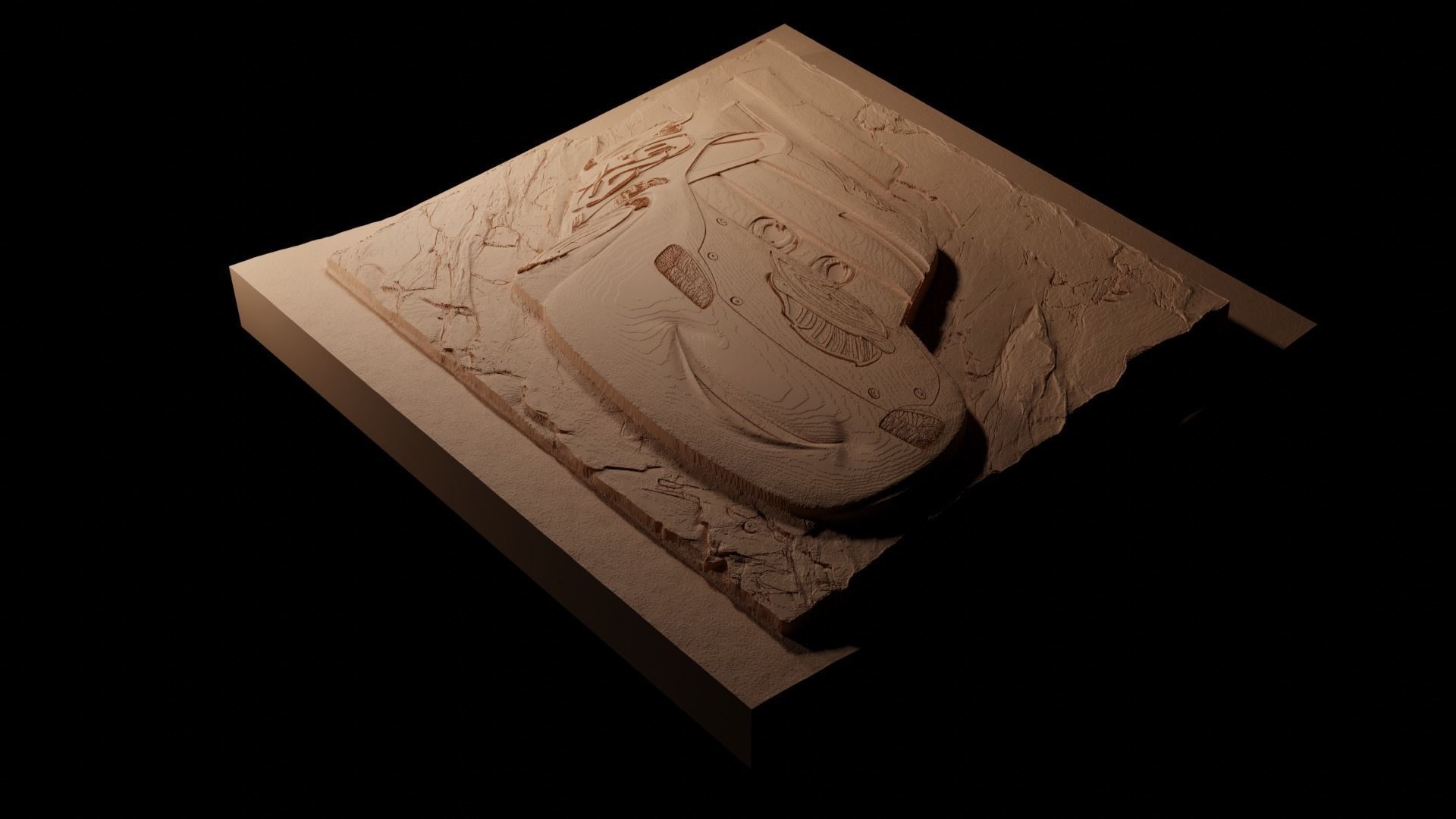 Lightning McQueen Cars CNC 3d Print High Relief Sand Casting 3D print model_1