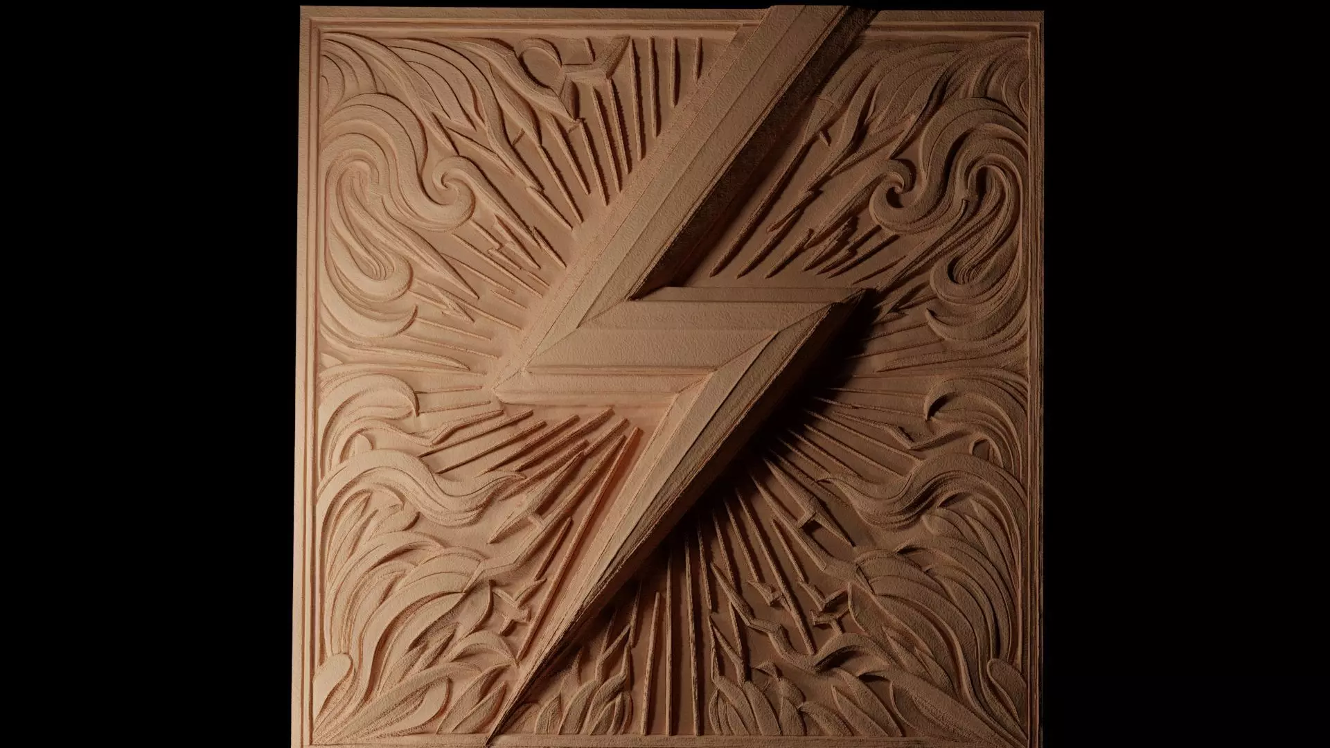 Lightning Bolt CNC 3d Print High Relief Sand Casting 3D print model_0