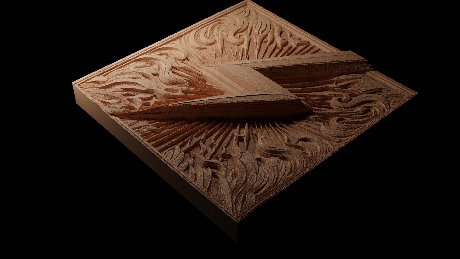 Lightning Bolt CNC 3d Print High Relief Sand Casting 3D print model_1