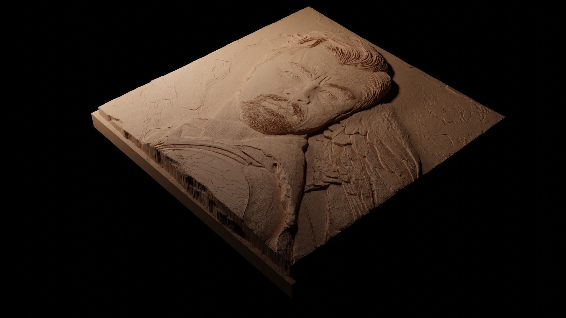 Leonardo DiCaprio CNC 3d Print High Relief Sand Casting 3D print model_1