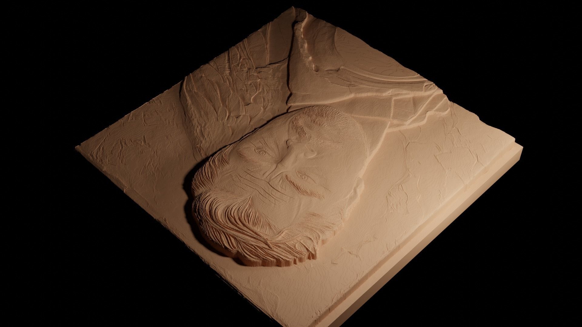 Leonardo DiCaprio CNC 3d Print High Relief Sand Casting 3D print model_4