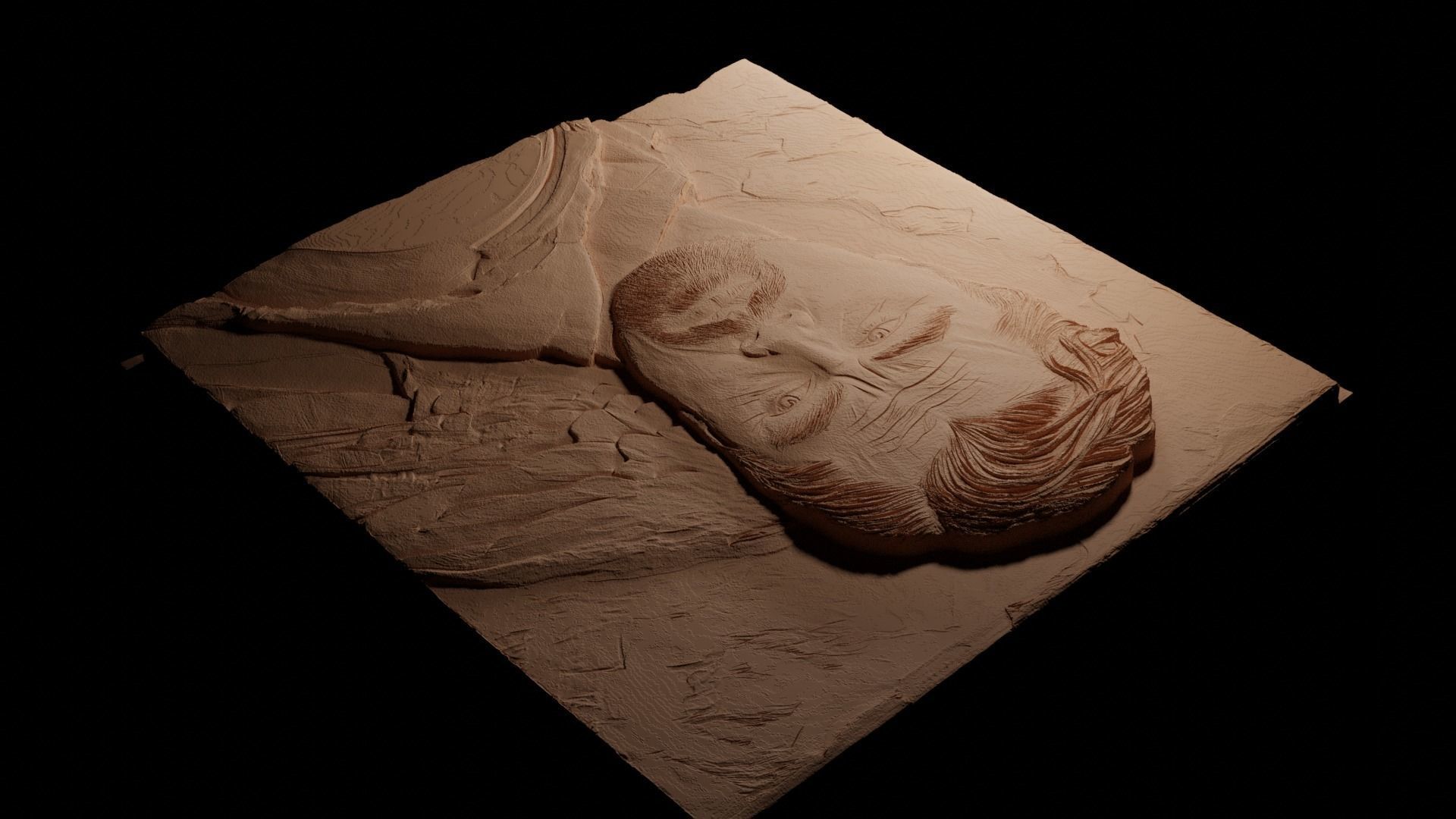 Leonardo DiCaprio CNC 3d Print High Relief Sand Casting 3D print model_3