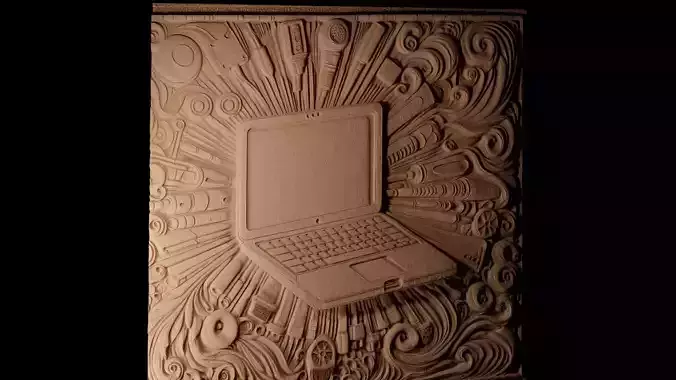 Laptop CNC 3d Print High Relief Sand Casting 3D print model