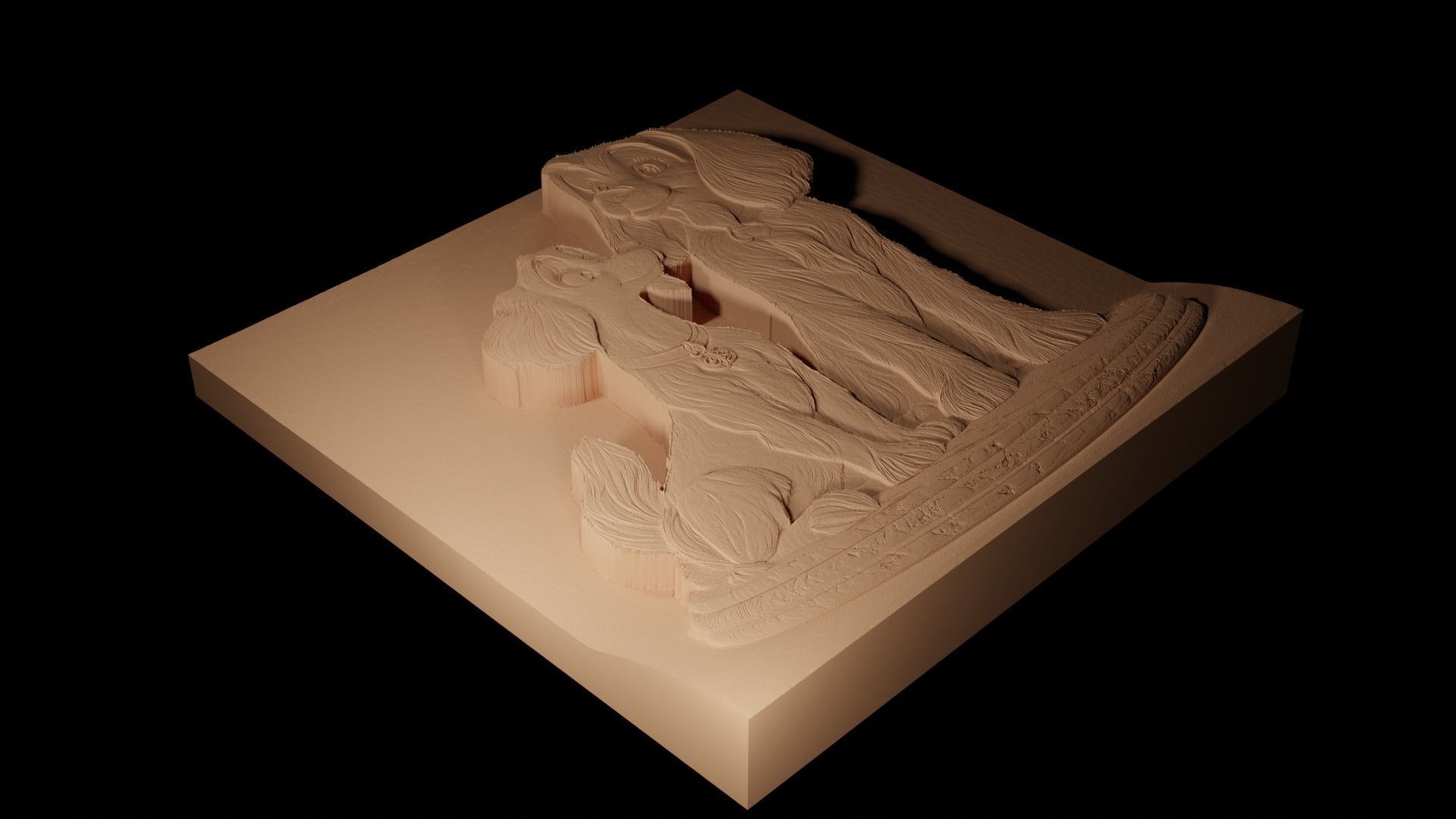 Lady Lady and the Tramp CNC 3d Print High Relief Sand Casting 3D print model_2