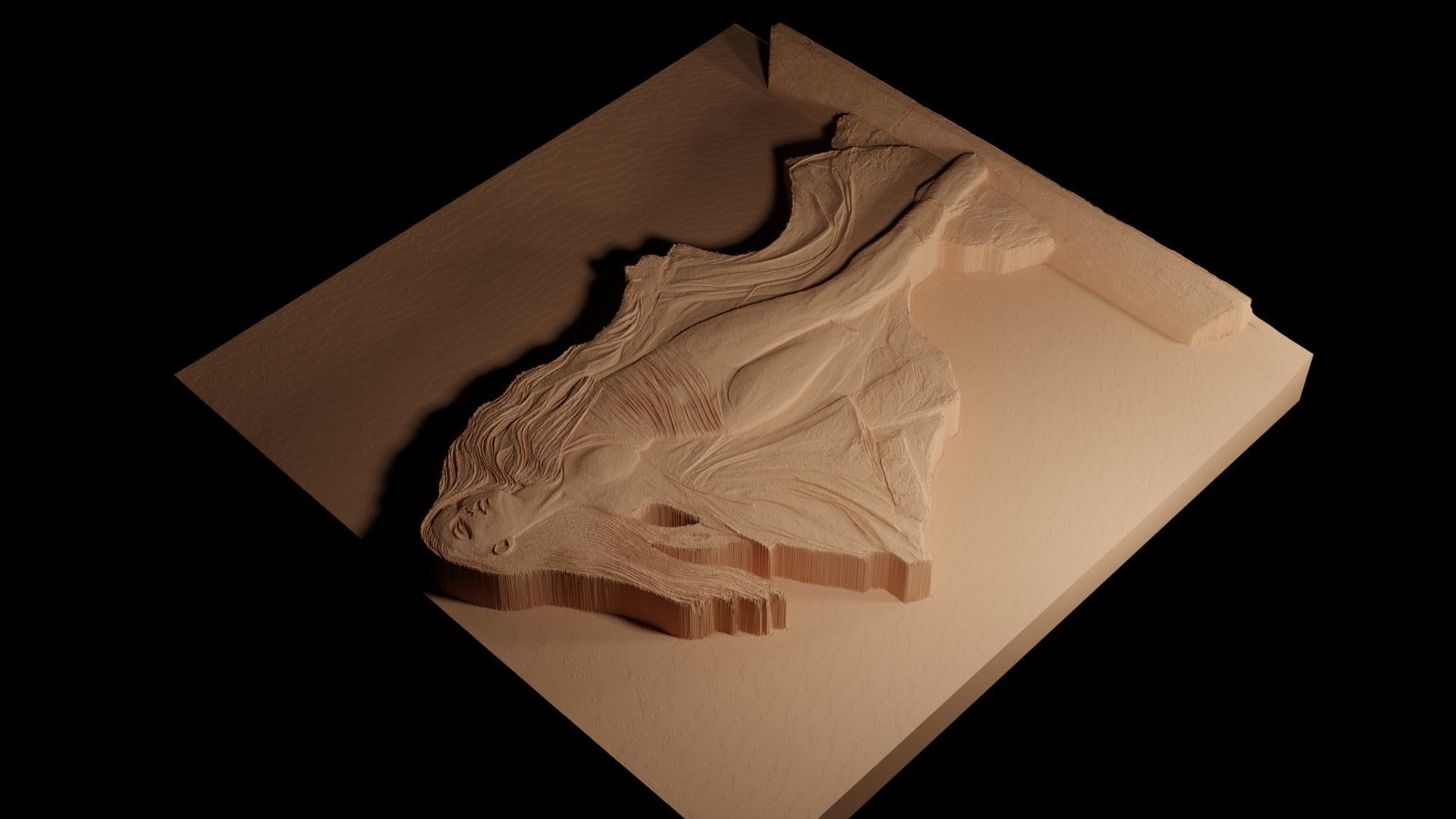 Lady Gaga CNC 3d Print High Relief Sand Casting 3D print model_4