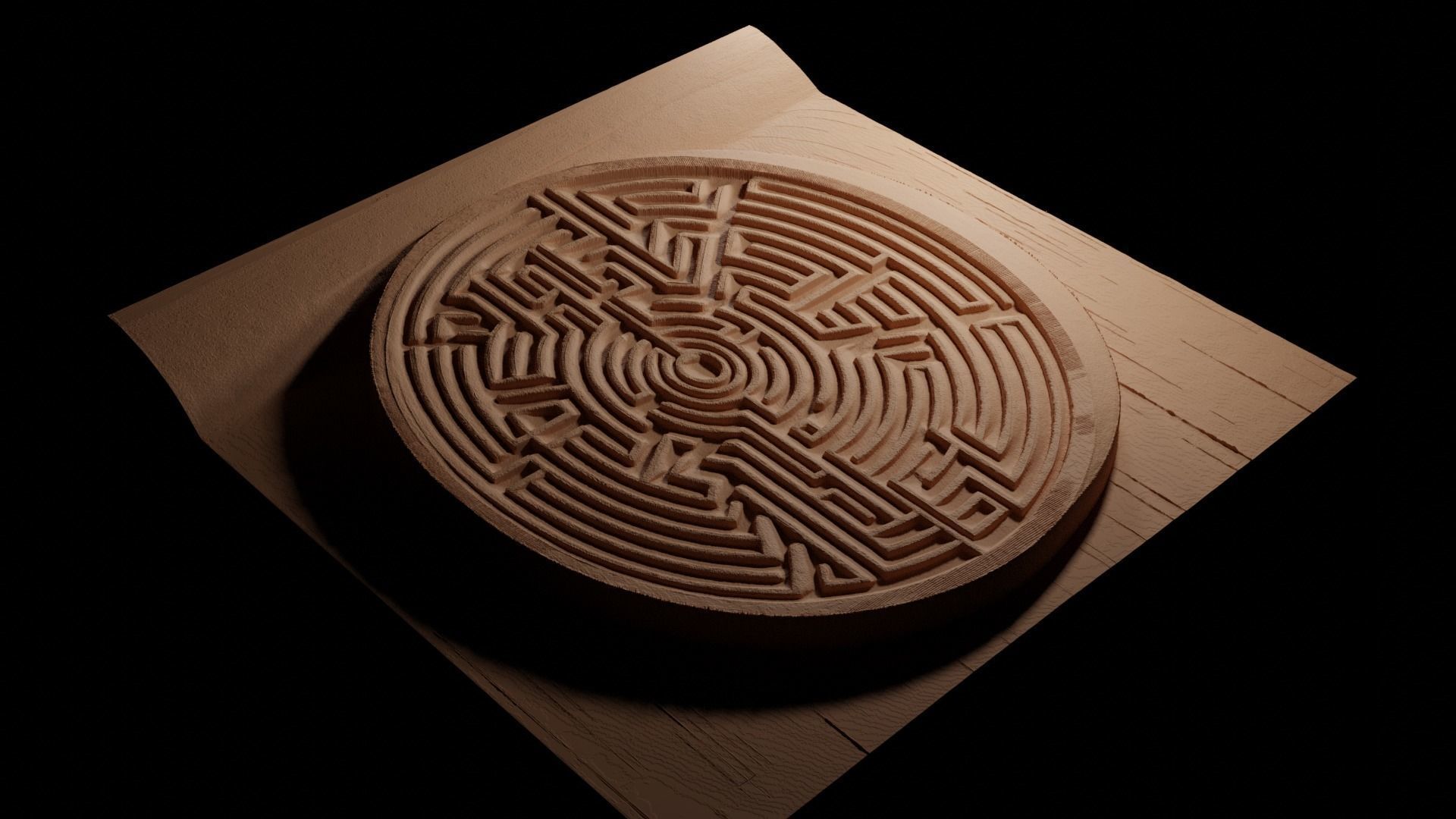 Labyrinth CNC 3d Print High Relief Sand Casting 3D print model_3