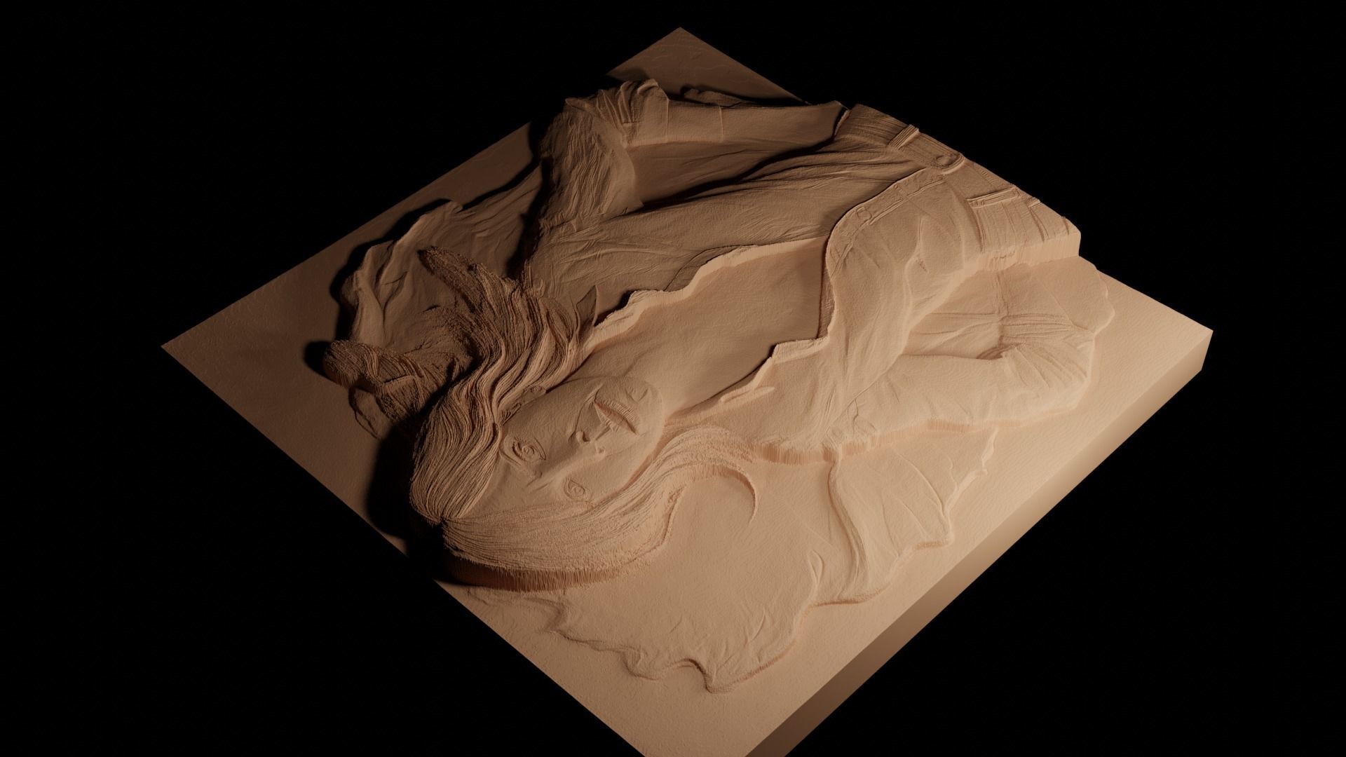 Kristen Wiig CNC 3d Print High Relief Sand Casting 3D print model_4