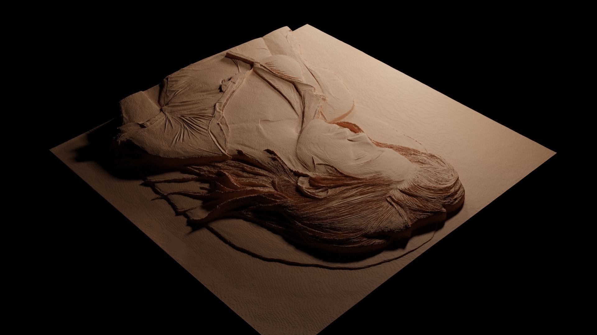 Kristen Stewart CNC 3d Print High Relief Sand Casting 3D print model_3