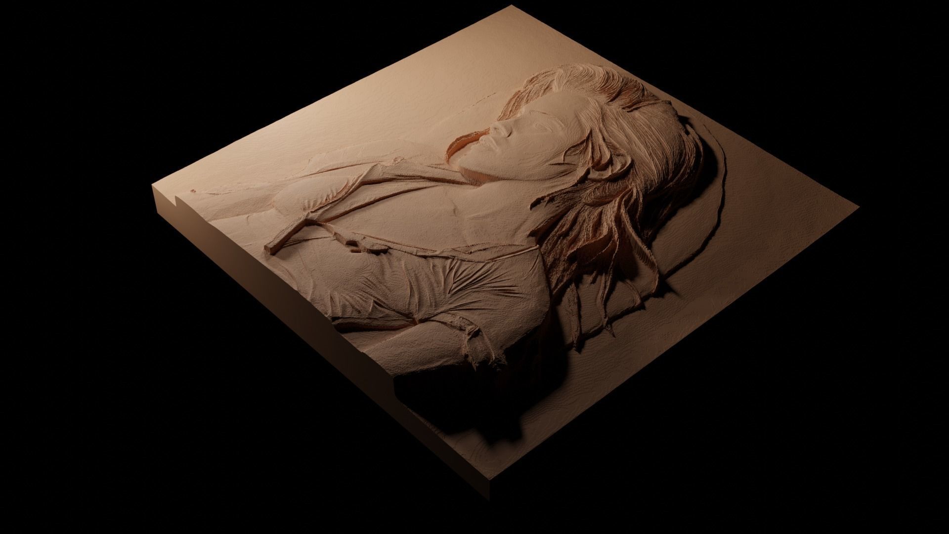 Kristen Stewart CNC 3d Print High Relief Sand Casting 3D print model_1