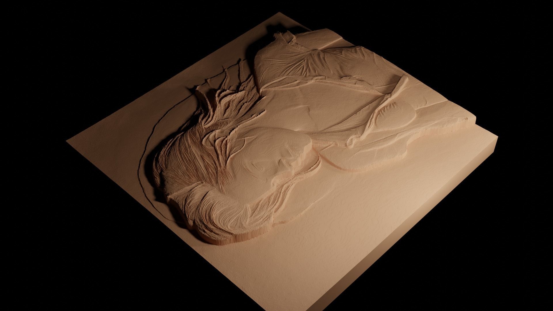 Kristen Stewart CNC 3d Print High Relief Sand Casting 3D print model_4