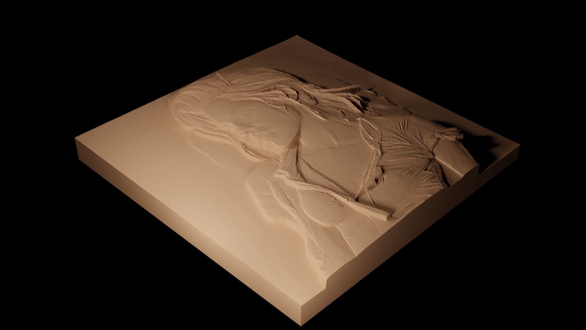 Kristen Stewart CNC 3d Print High Relief Sand Casting 3D print model_2