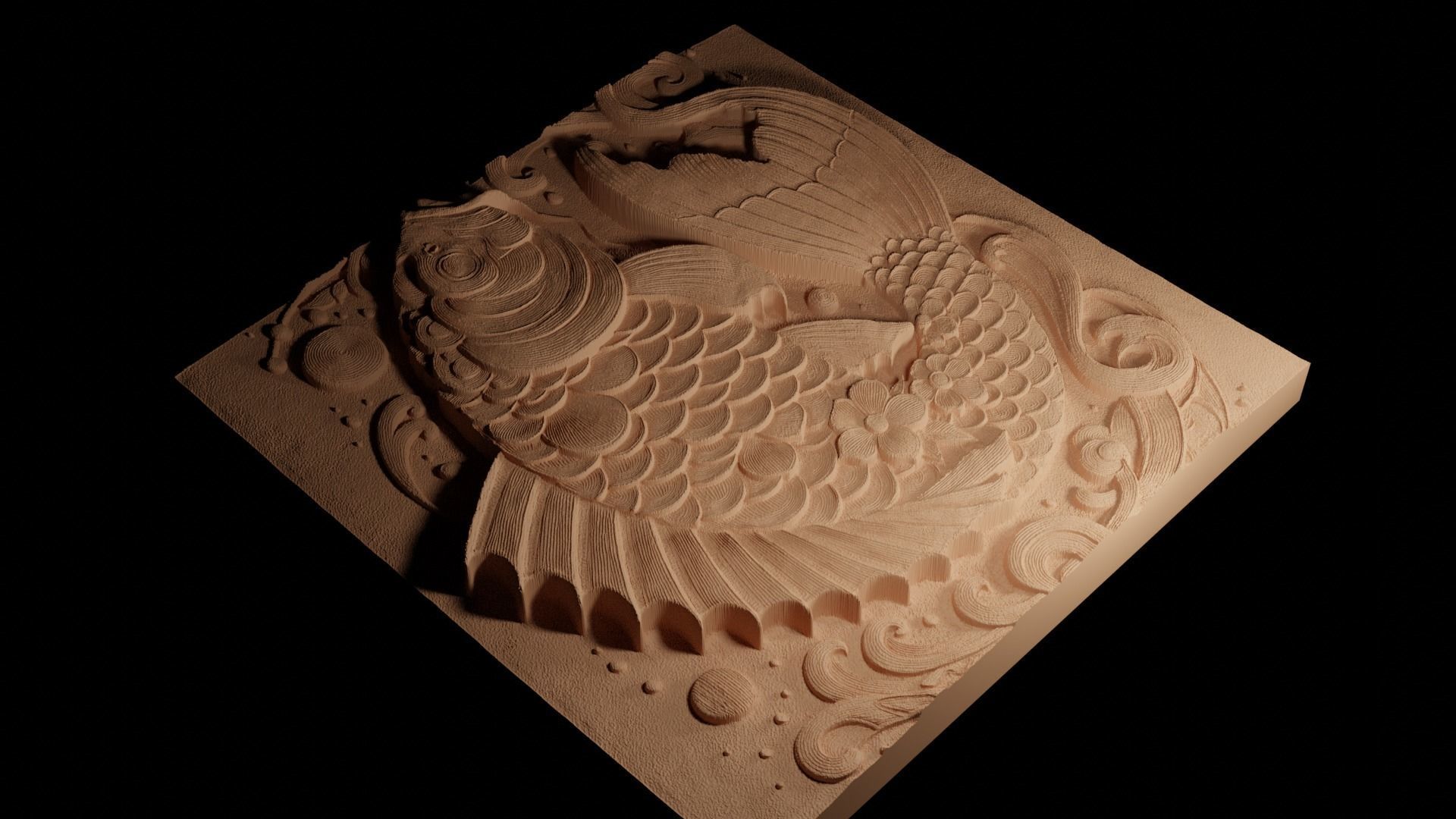 Koi Fish CNC 3d Print High Relief Sand Casting 3D print model_4