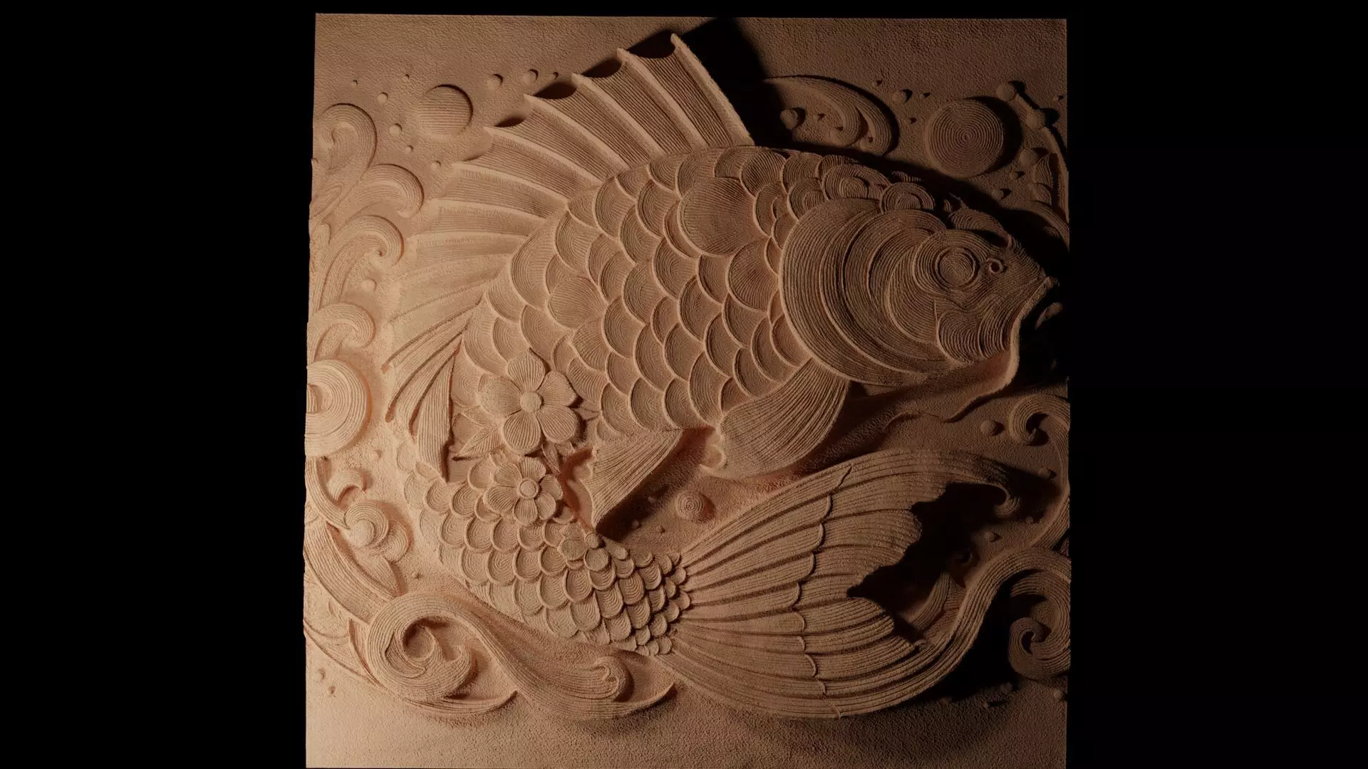 Koi Fish CNC 3d Print High Relief Sand Casting 3D print model_0