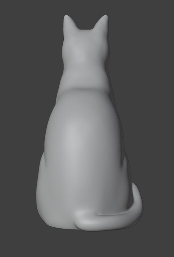 Sitting Cat  3D print model_3