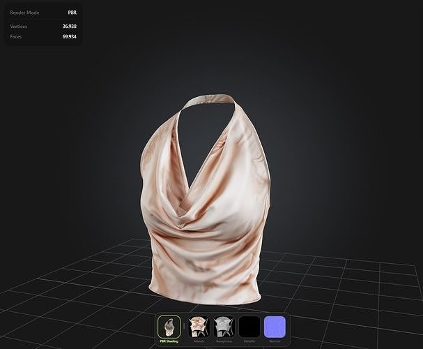 Female Elegant Top PBR 4k  Low-poly 3D model