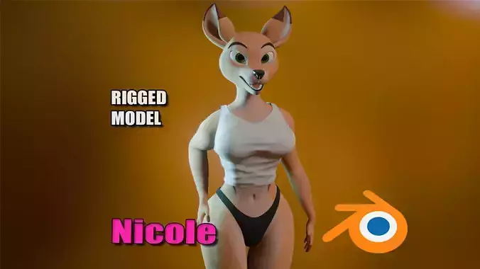 Nicole Anthro Deer Low-poly 3D model