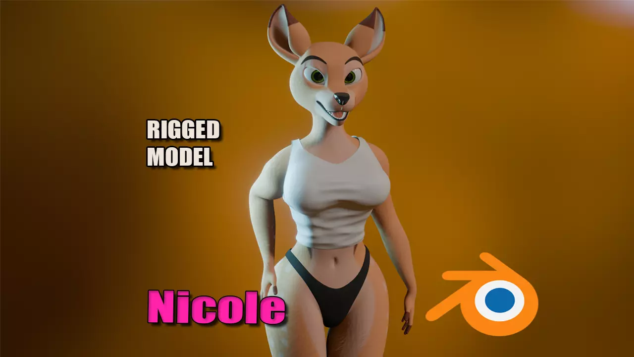 Nicole Anthro Deer Low-poly 3D model_0
