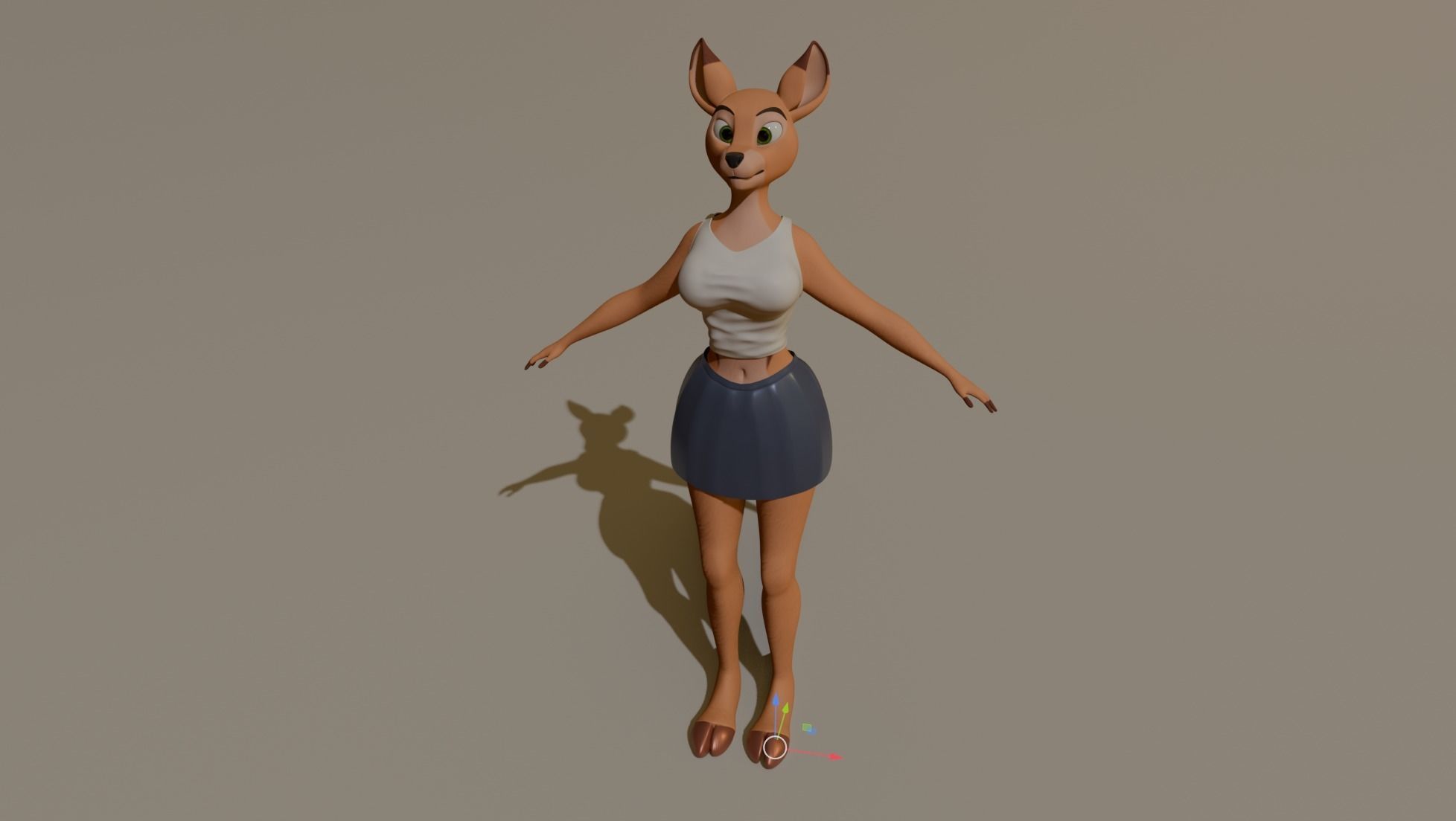 Nicole Anthro Deer Low-poly 3D model_30