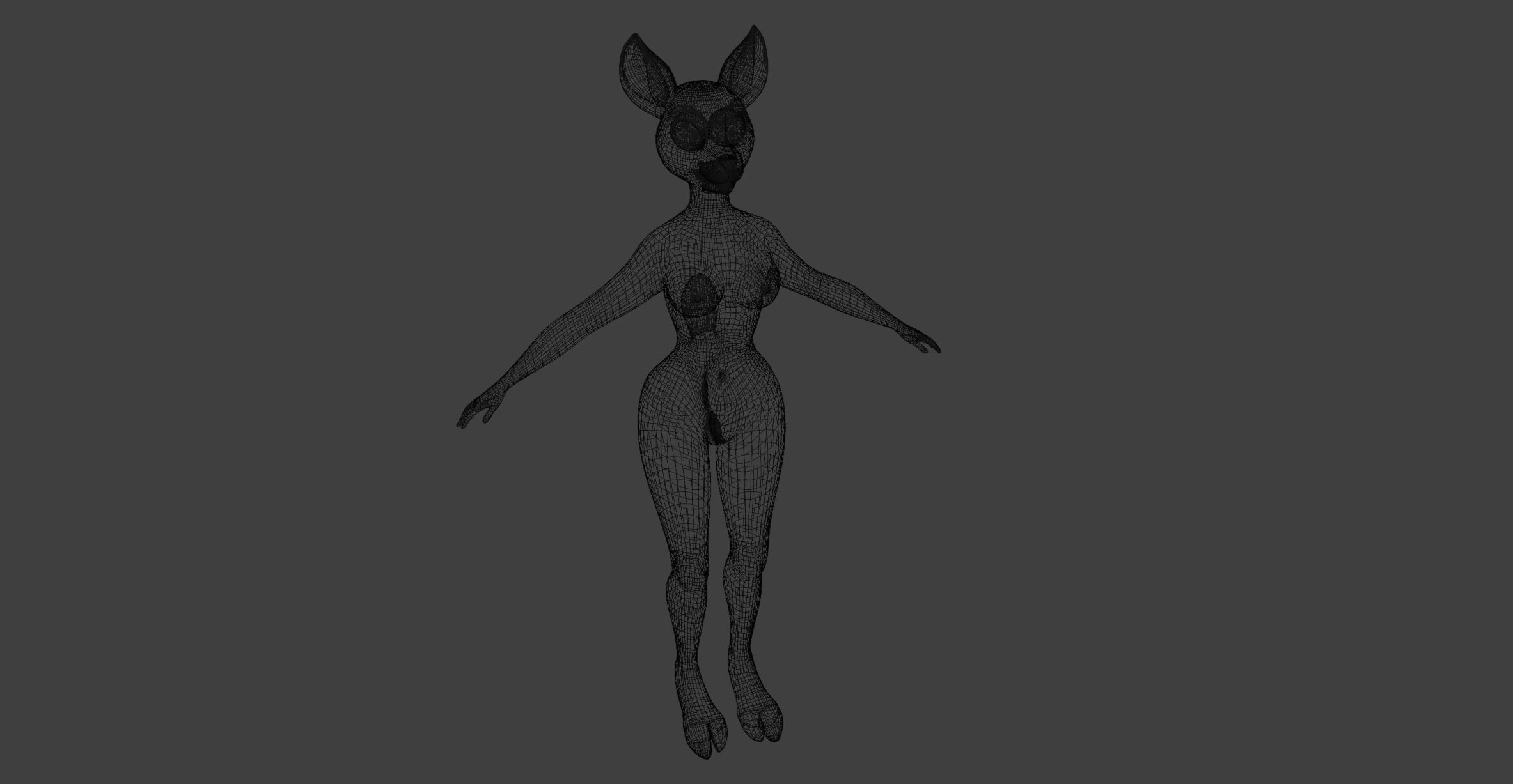 Nicole Anthro Deer Low-poly 3D model_32