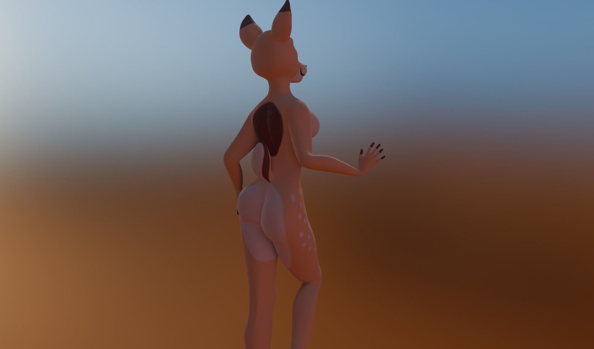 Nicole Anthro Deer Low-poly 3D model_21