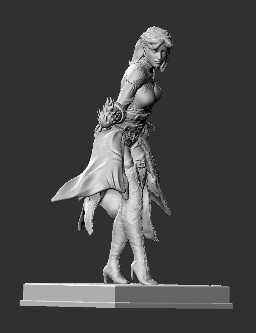 Miniature Female half-elf Sorcerer 3D print model_2