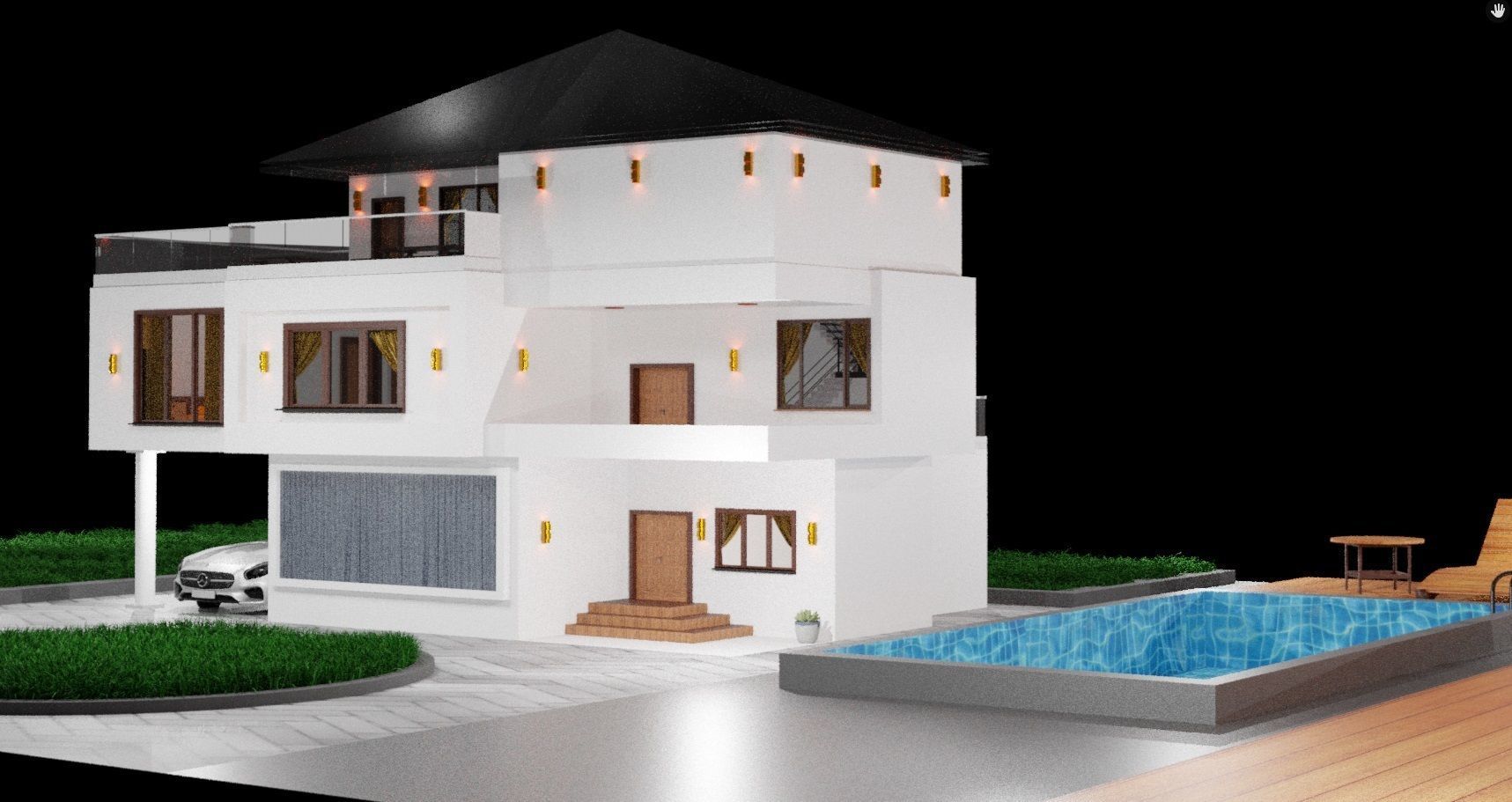 Blender Eevee Modern House 3D Model With Interior 3D model_1