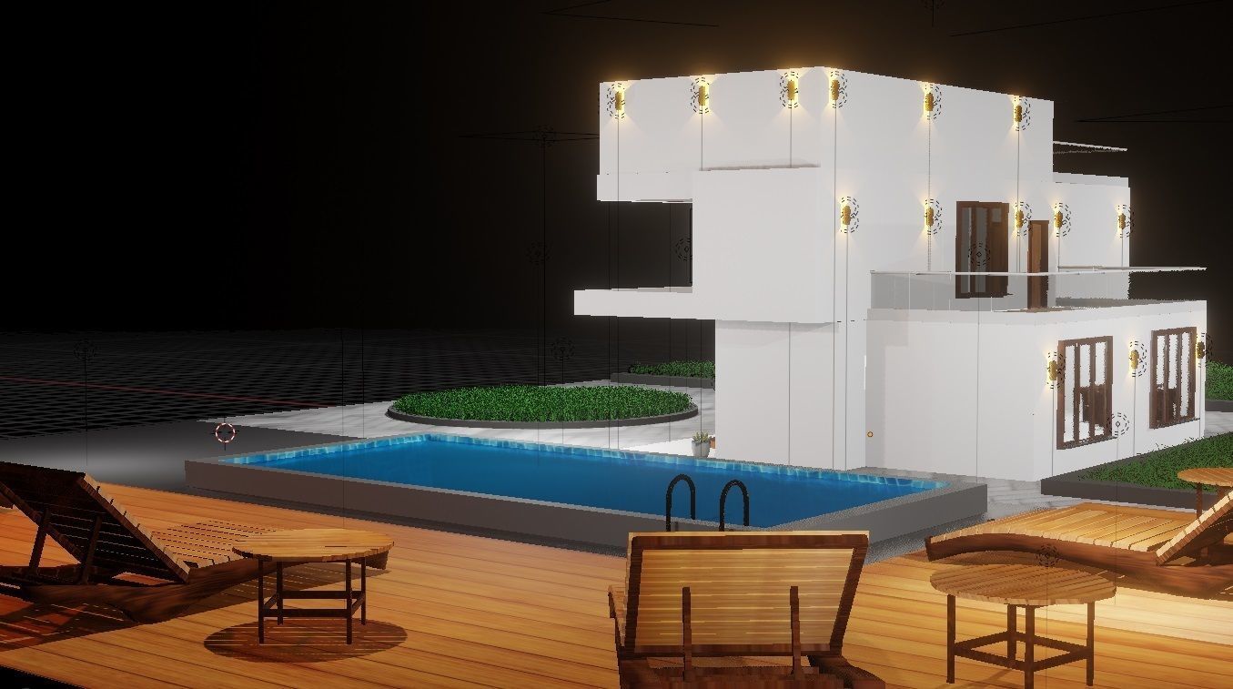 Blender Eevee Modern House 3D Model With Interior 3D model_2