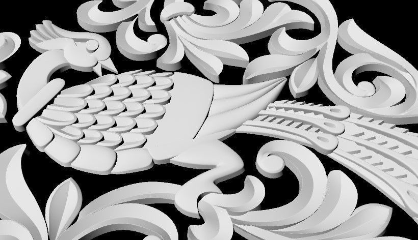 Central decor ornament for furniture 3D model_4