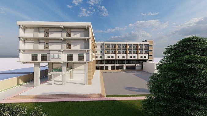 School-University- High School 3D model 5