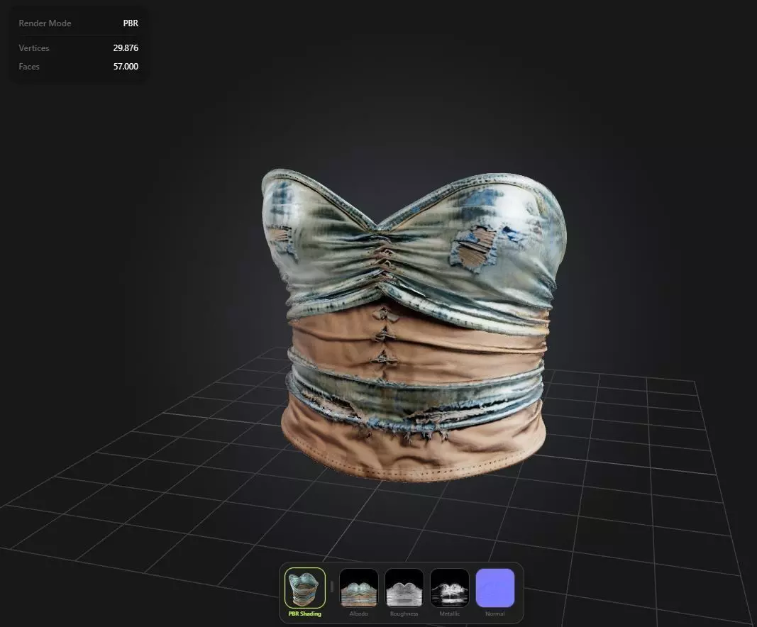 Female Torn Top PBR 4k Low-poly 3D model