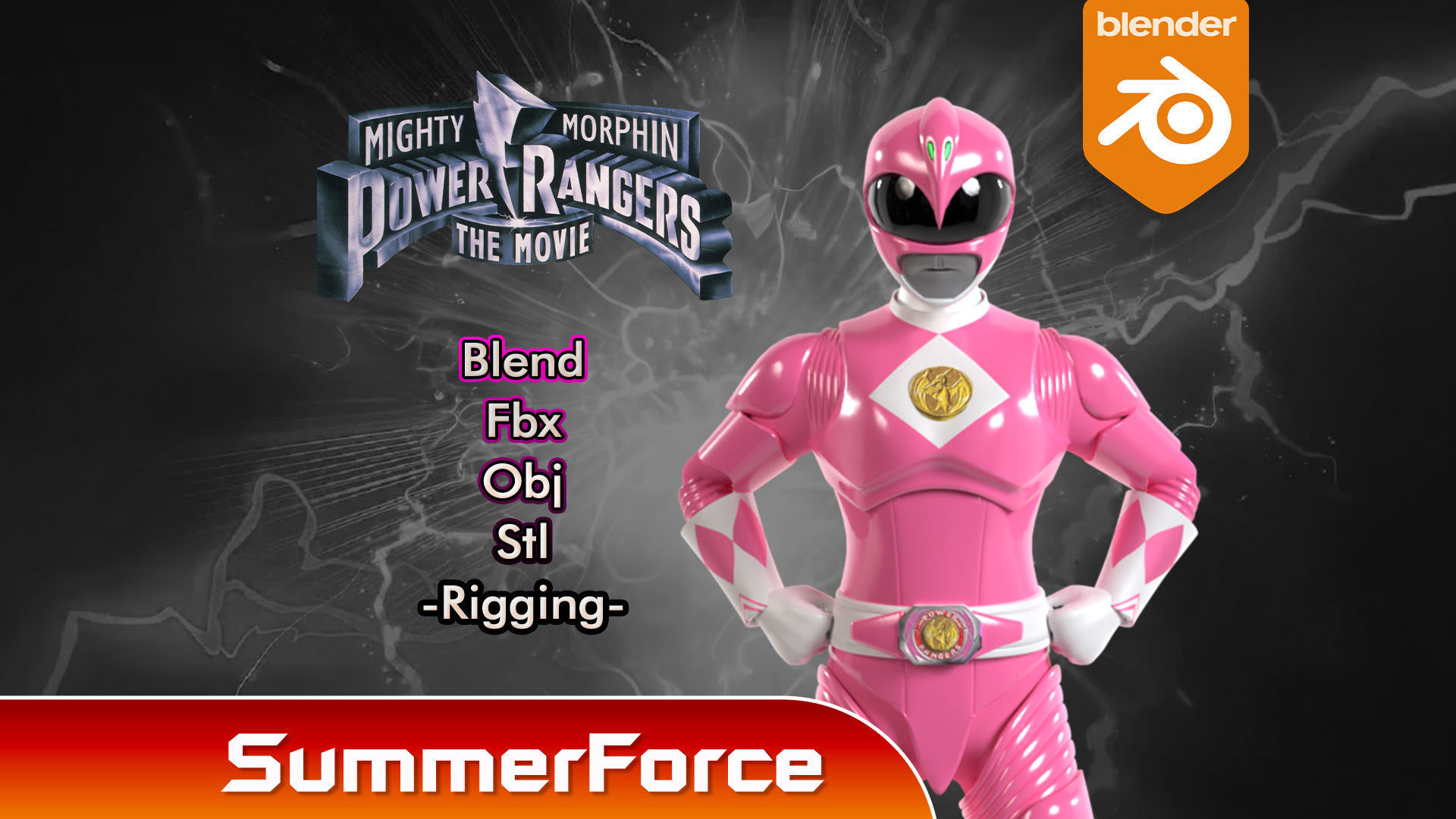 Pink Ranger - Mighty Morphin Power Rangers The Movie 3D model rigged ...