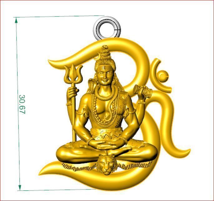 LORD SIVA PENDENT 3D print model_2