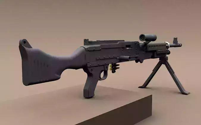 Hi-poly M240 machinegun Free 3D model