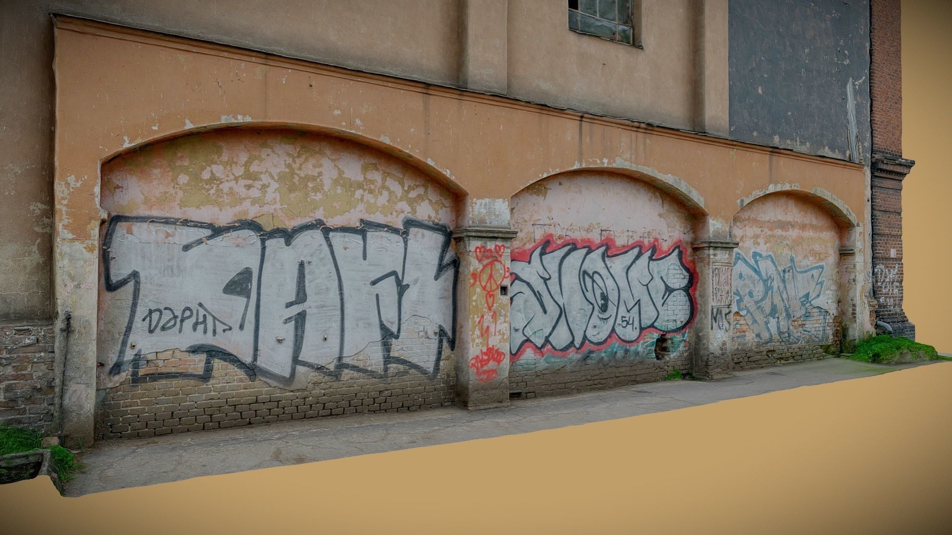 Brick facade of a residential building 3D model_5