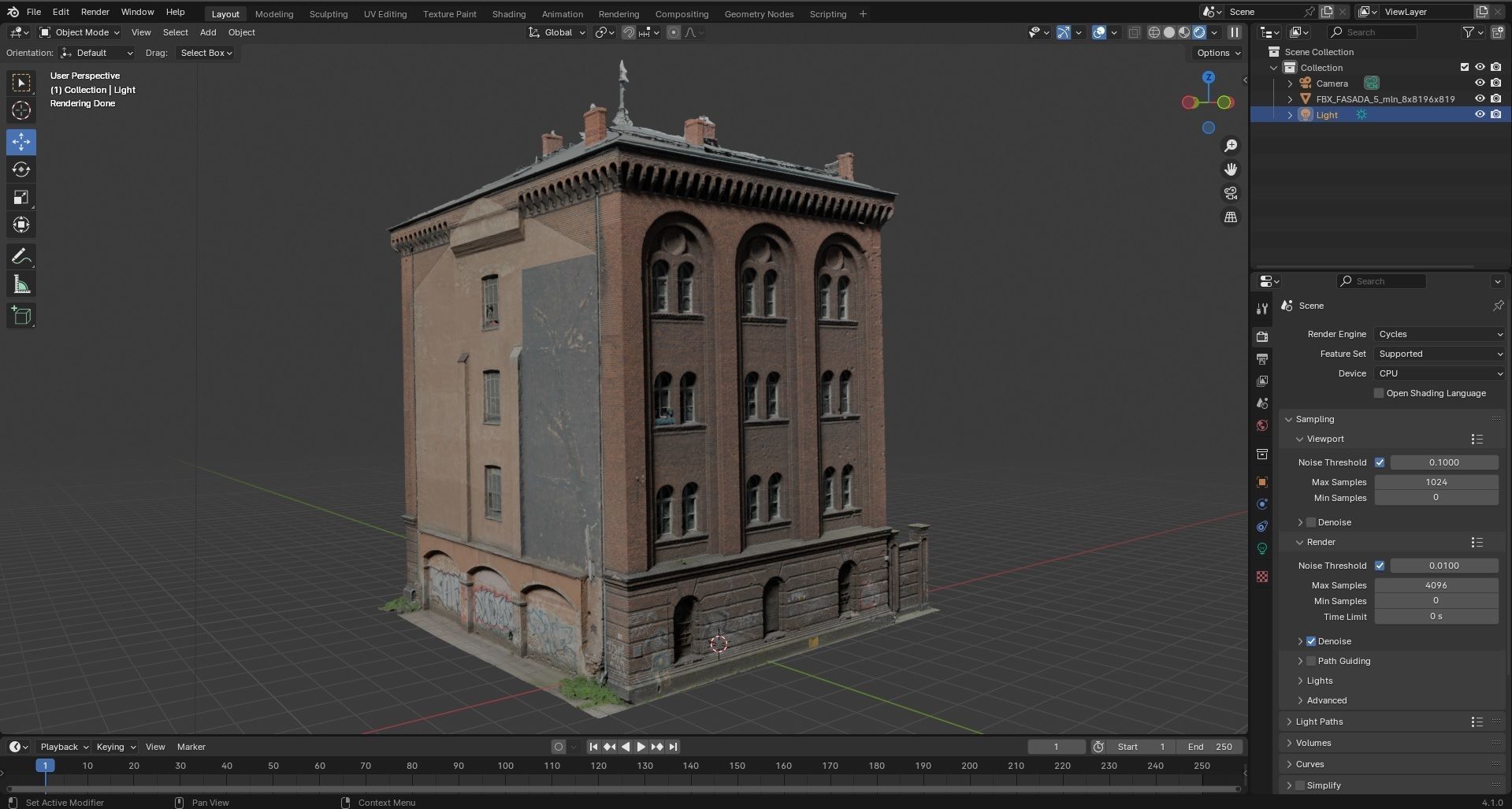 Brick facade of a residential building 3D model_10