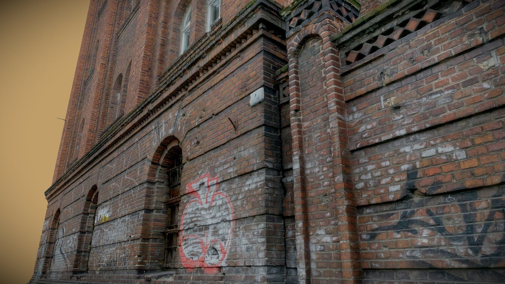 Brick facade of a residential building 3D model_8