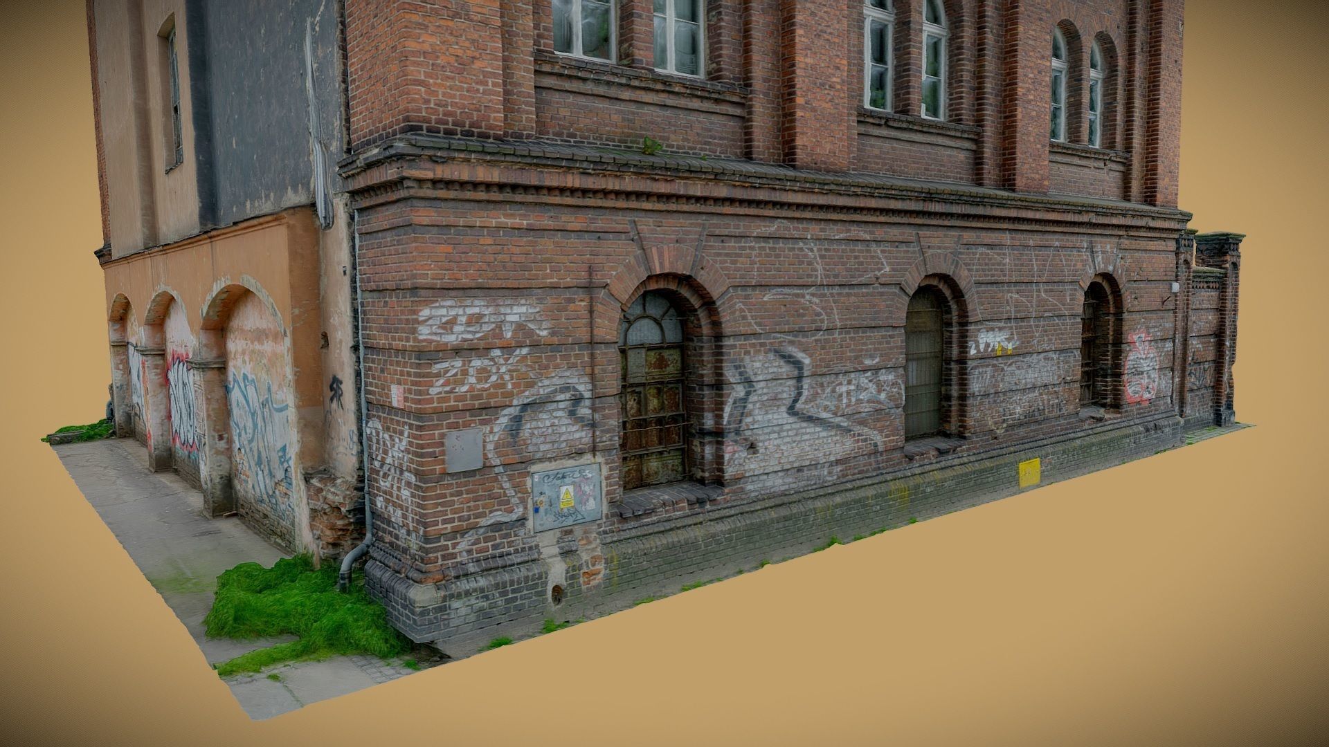 Brick facade of a residential building 3D model_4