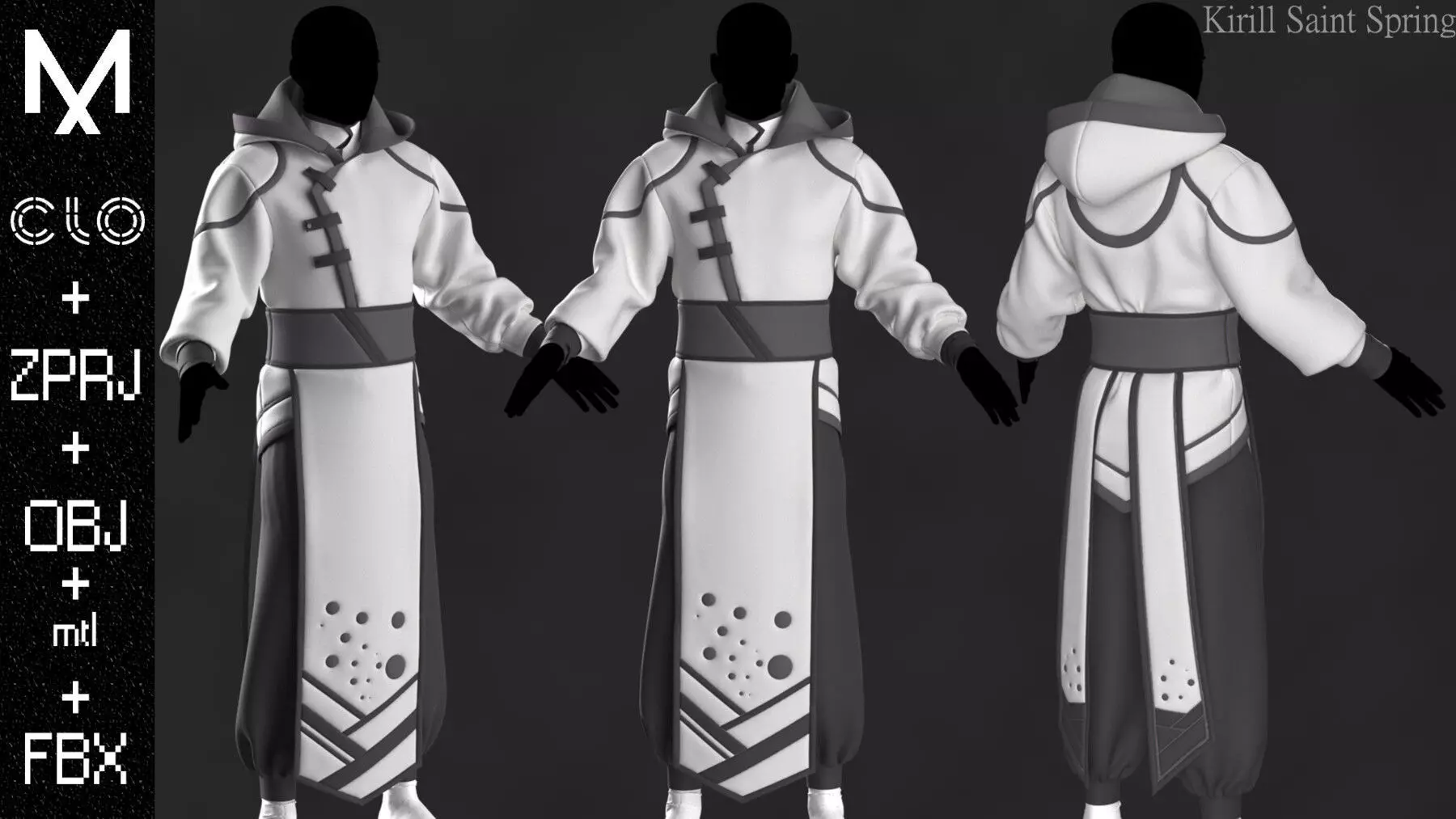Monk Outfit Marvelous designer Clo3d OBJ mtl FBX ZPRJ 3D model
