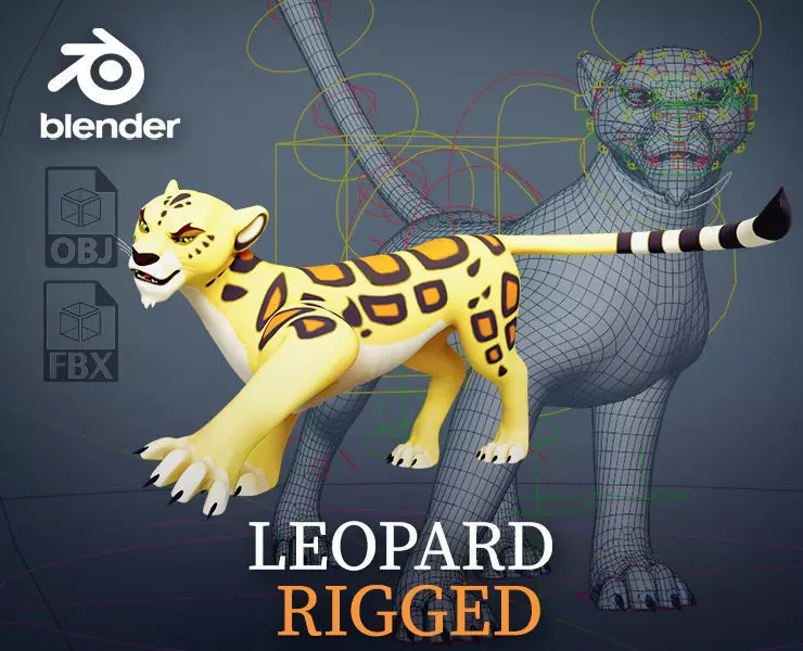 Cartoon Leopard Rigged - Makucha Low-poly 3D model_0