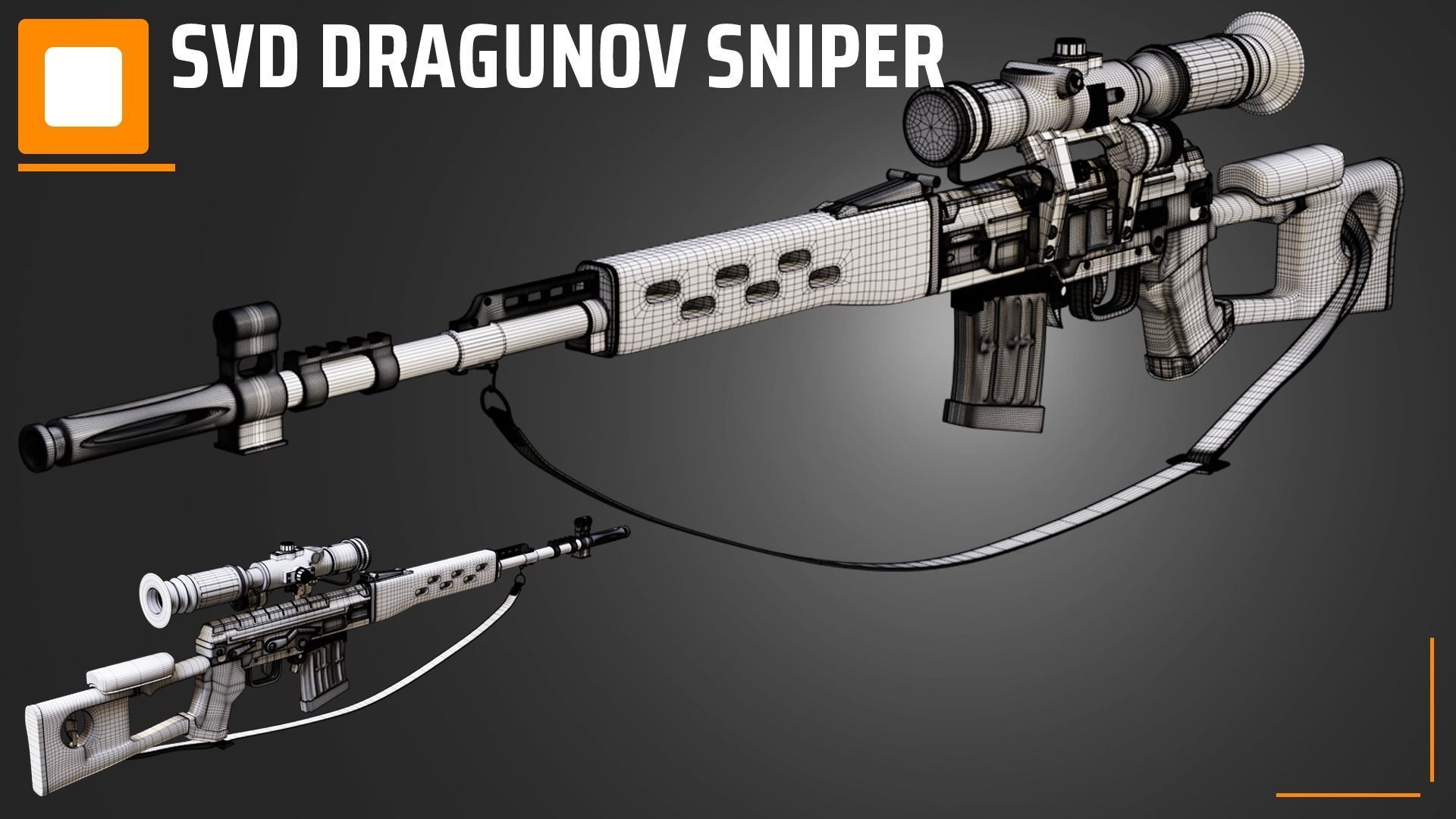 SVD Dragunov sniper 3D model_4