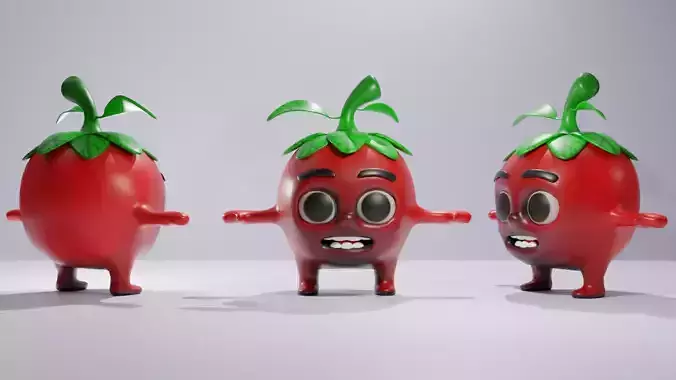 Cartoon  Tomato 3D model Free low-poly 3D model