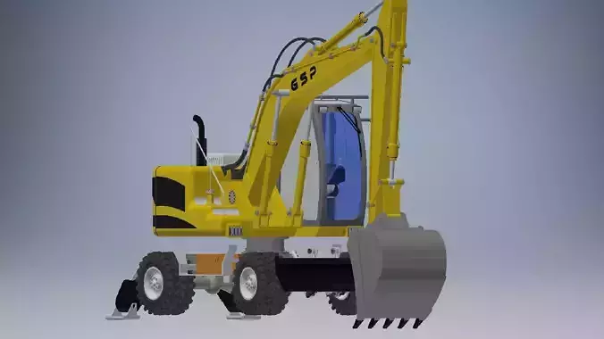 Wheeled Excavator  3d model 