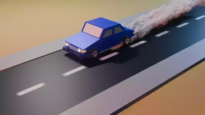 Animated Blue lowpoly Car