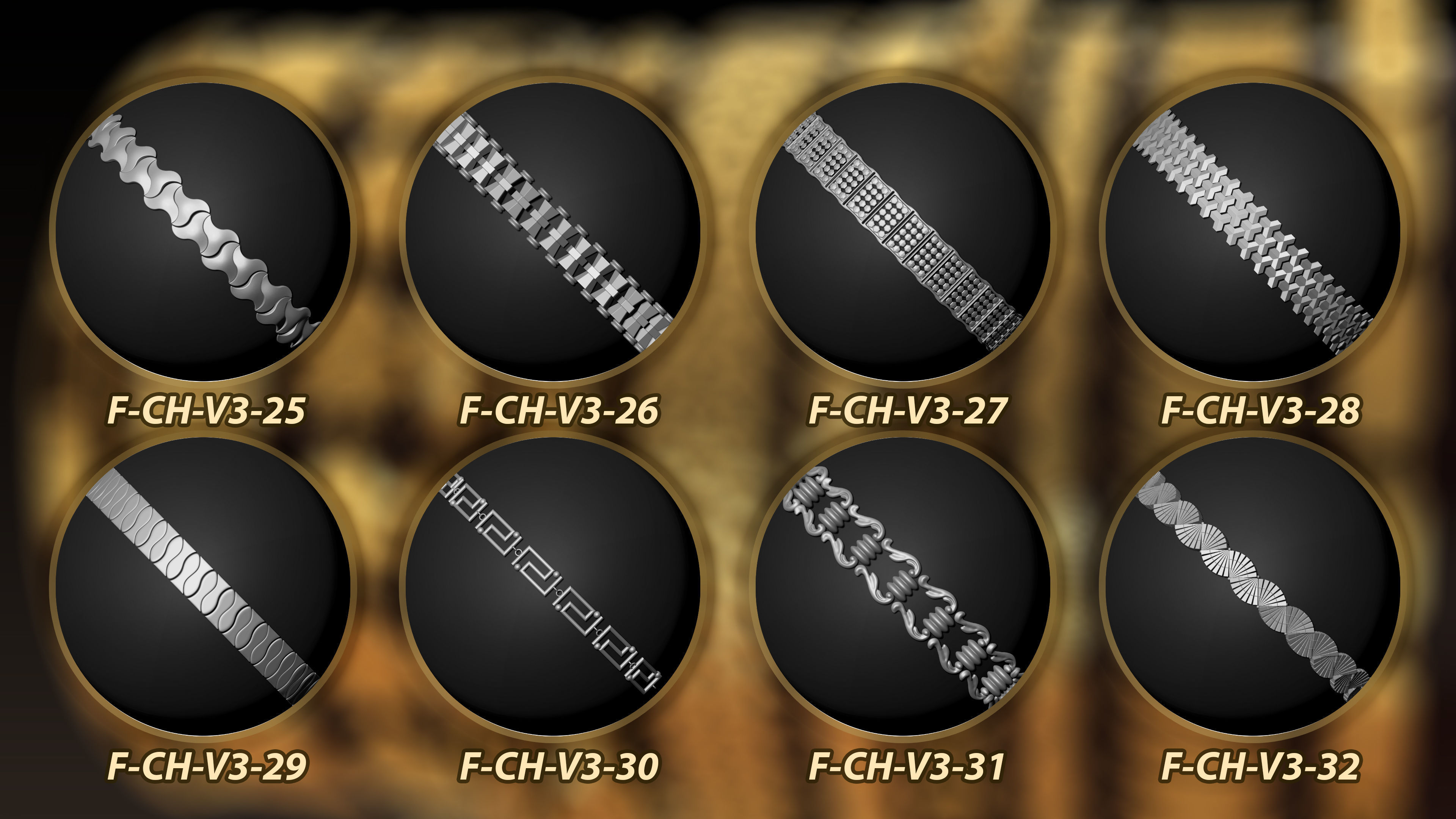 50 Chain 3D Model and Curve brush Vol 3 3D model_4